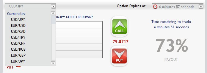 GlobalTrader365 Asset Dropdown